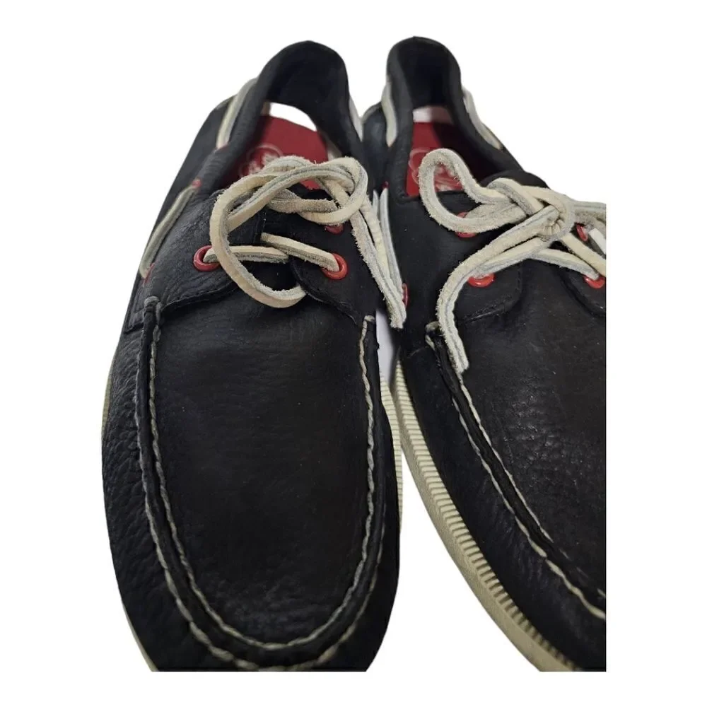 SPERRY Topsiders Blue Leather White Laces Red Grommets - Size‎ 10 1/2